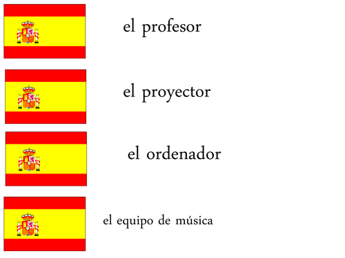 Spanish & French classroom objects labels