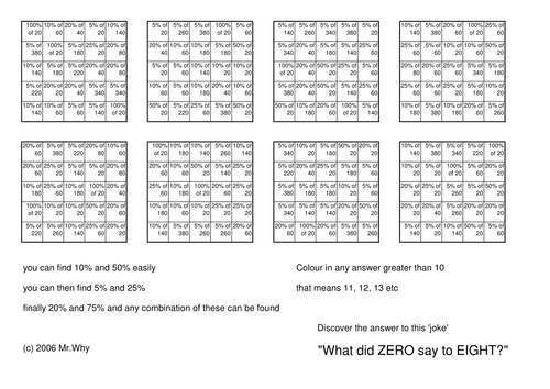 simple percentages (hidden word)