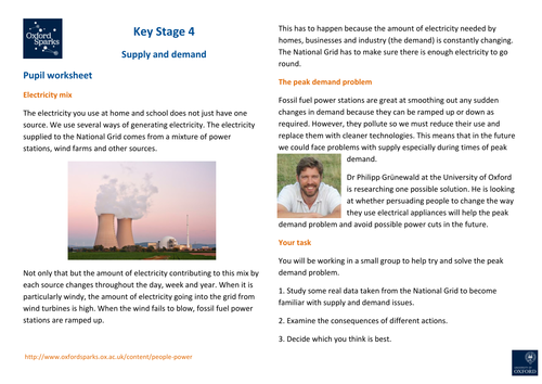 Power People - KS4: Supply and Demand