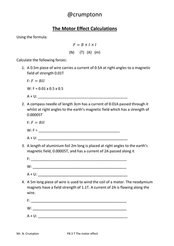 The motor effect calculations