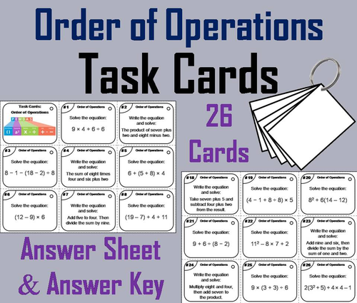 Order of Operations Task Cards