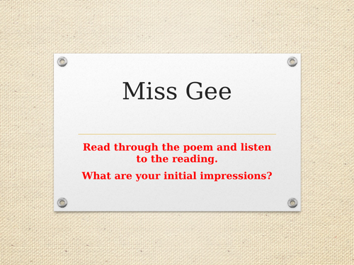 W.H. Auden 'Miss Gee' analysis lessons