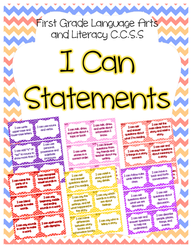 First Grade CCSS I Can Statement Display Cards