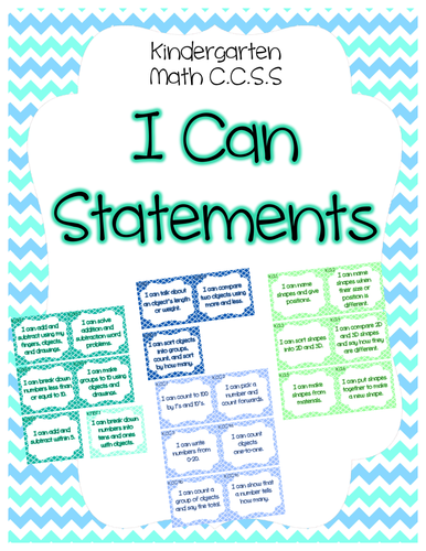 Kindergarten CCSS I Can Statement Display Cards