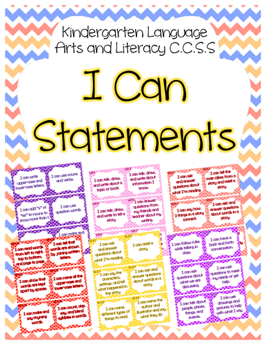 Kindergarten CCSS I Can Statement Display Cards