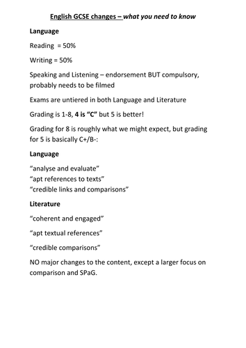 English GCSE changes - a simple guide