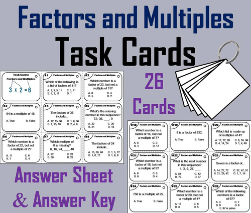Factors and Multiples Task Cards