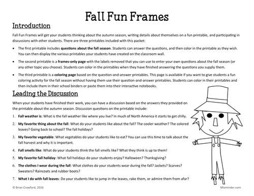 Fall Fun Frames Writing Activity