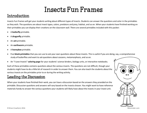 Insects Fun Frames Writing Activity