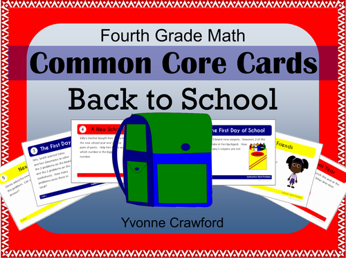 Back to School Common Core Task Cards - Fourth Grade Math