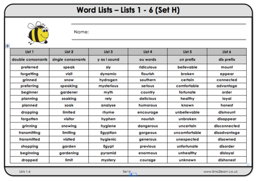 Complete set of Spellings Years 3-6