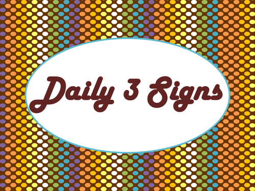 Daily 3 (Three) Math Signs/Posters (Chocolate Rave Theme)