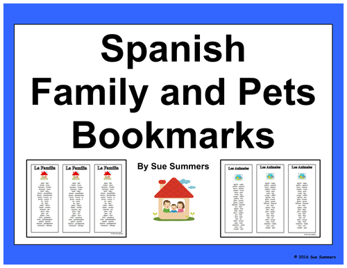 Spanish Family and Animals Bookmarks / Bilingual Bookmarks