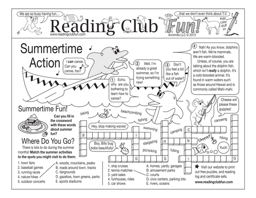 Summertime Action Two-Page Activity Set