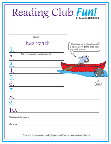 Summertime Action Reading Log and Certificate Set