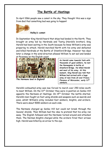 Battle of Hastings worksheet