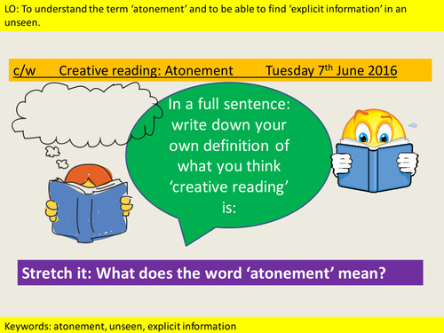 AQA new specification paper 1- Creative reading- ATONEMENT