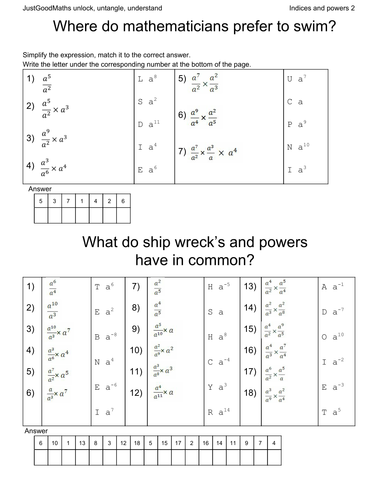 Index laws 2 Divide powers in the same base