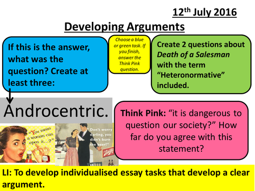 AQA A and AS Level English Literature New Specification: Developing Arguments Lesson