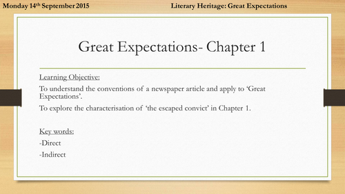 Great Expectations - Newspaper Article Lesson