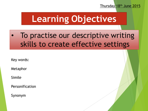 Creative Writing - Describing Setting - 5 senses