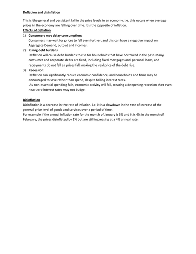 Differences between deflation & Disinflation