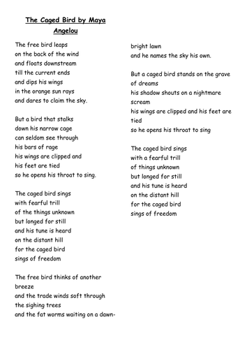 'The Caged Bird' creative task