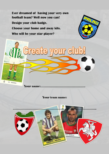 Fun, creative football project book for students to create their own club. Ready to use.