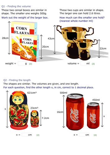 Similar Shapes - Enlargements - Area and Volume