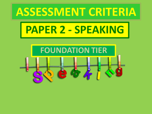AQA GCSE French Speaking Assessment criteria (2016) (New)