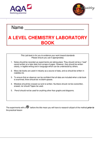 Y13 Student Lab Book for AQA