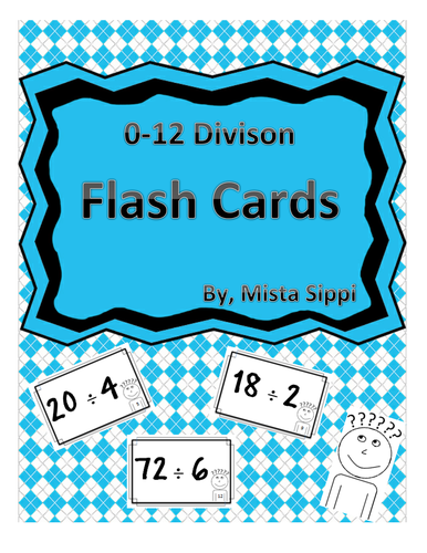 0-12 Divison Flash Cards for Studying with Answers