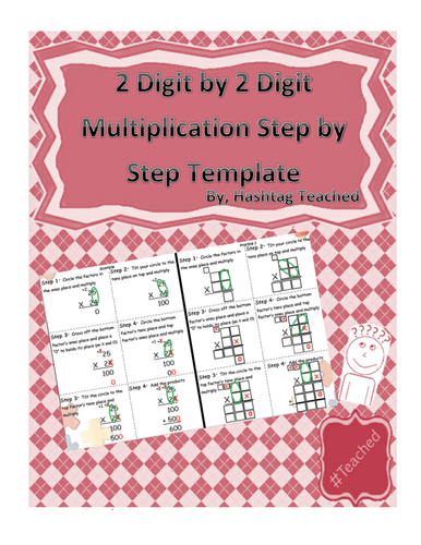 2 Digit By 2 Digit Multiplication Step By Step Worksheet W Practice Template Teaching Resources 4322