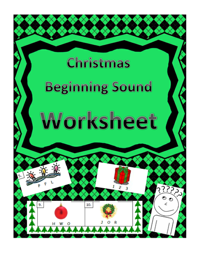 Christmas-Themed Beginning Sound Identification Worksheet
