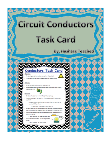 Circuit Conductors Science Task Card Activity