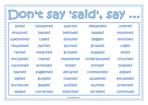 table-mat-words-instead-of-said-by-lynellie-teaching-resources-tes