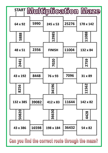 written-multiplication-maze-teaching-resources