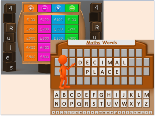 BUNDLE - 2 Maths Gameshows - 4 Rules + Maths Words Game E3/L1/L2