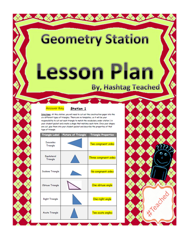 Geometry Vocabulary Station Rotation (All inclusive) Lesson Plan (Grades 3-6)