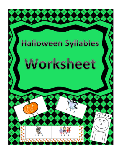 Halloween-Themed Syllables Count Worksheet