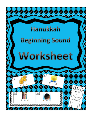 Hanukkah-Themed Beginning Sound Identification Worksheet (Chanukah)