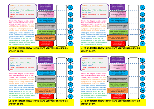 AQA GCSE English Literature New Specification: Unseen Poetry Structure Lesson