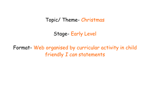 Christmas Planning Web for Early Years