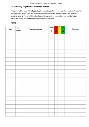 Epq Log Examples