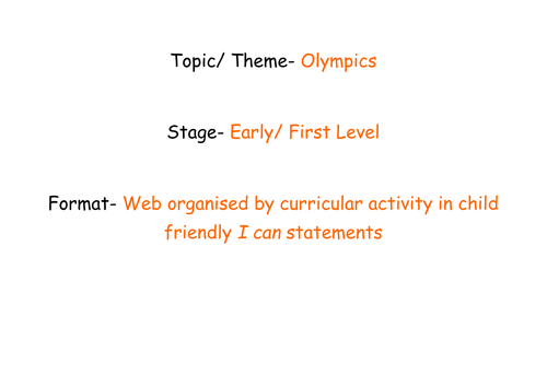Olympic Topic/ Theme Planning Web