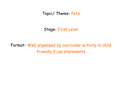 Pets Topic/ Theme Planner