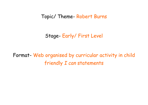 Robert Burns Topic Planner for January