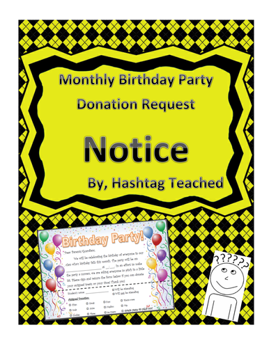 Monthly Birthday Party Donation Request Notice