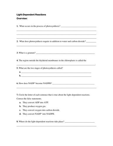 AQA A Level Biology - Photosynthesis - The Light Dependent Reactions