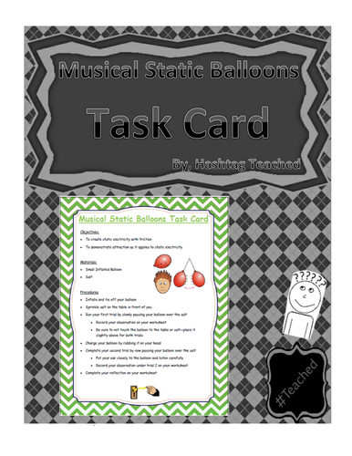 Musical Static Balloons Science Task Card Activity